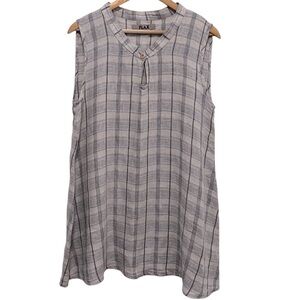 Flax Gray Plaid Sleeveless Women's Linen Dress